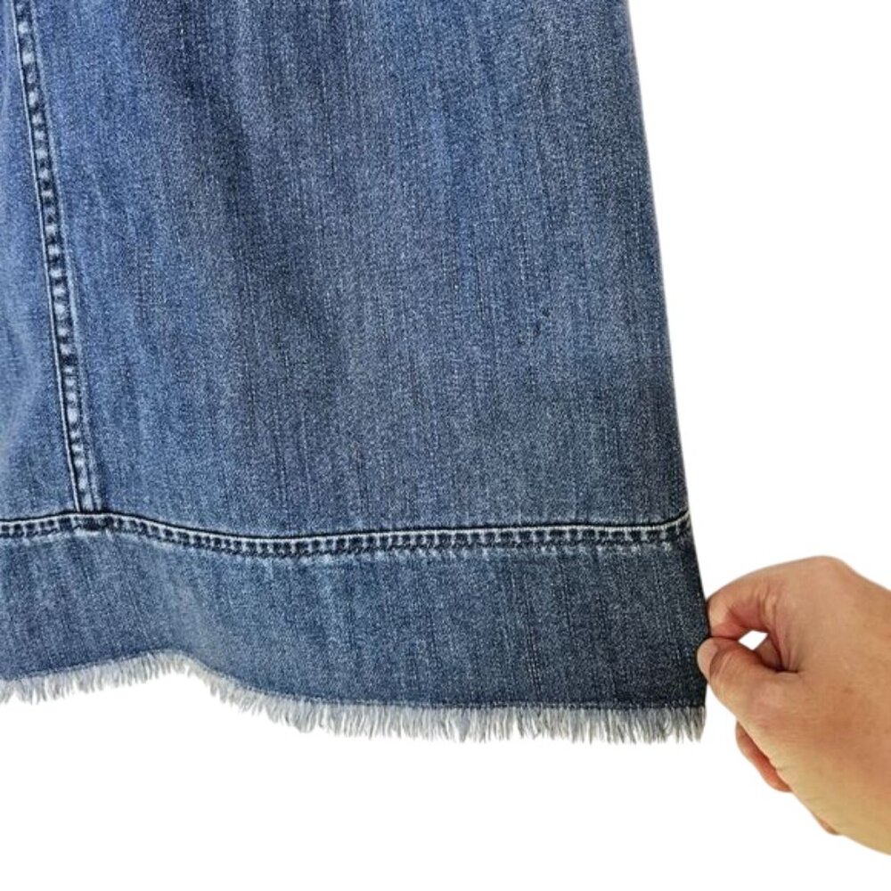 J. Jill Denim Sleeveless Dress With Bow Back S  Cotton Frayed Hem Pockets‎ Y2K - Picture 11 of 12